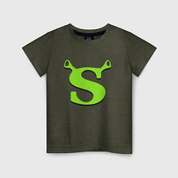 Футболка хлопковая детская Shrek: Logo S, цвет: меланж-хаки