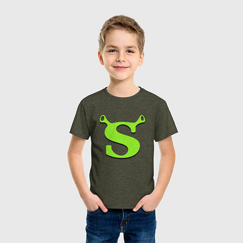 Детская футболка Shrek: Logo S / Меланж-хаки – фото 3