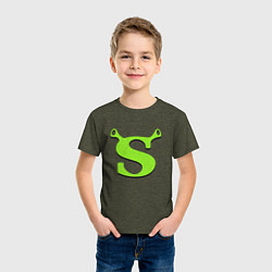 Футболка хлопковая детская Shrek: Logo S, цвет: меланж-хаки — фото 2