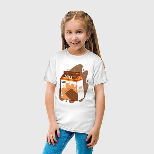 Детская футболка Коробка шоколадного молока / Белый – фото 4