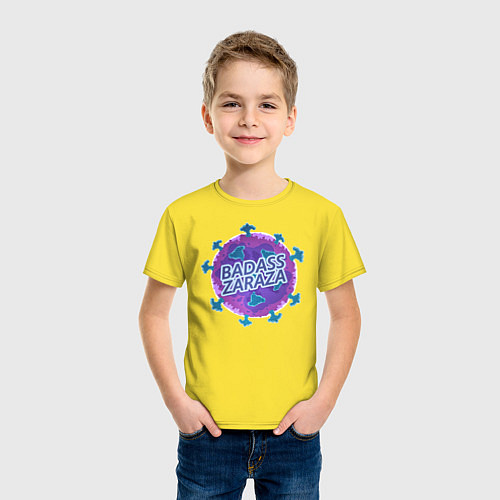Детская футболка Covid-19 BADASS ZARAZA / Желтый – фото 3