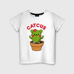 Футболка хлопковая детская Catcus, цвет: белый