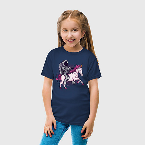 Детская футболка Космонавт на единороге / Тёмно-синий – фото 4