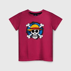 Футболка хлопковая детская Пиратский знак из One Piece, цвет: маджента