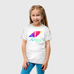 Футболка хлопковая детская AVICII RAIBOW, цвет: белый — фото 2