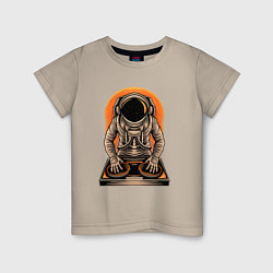 Футболка хлопковая детская Космонавт диджей - cosmo DJ, цвет: миндальный