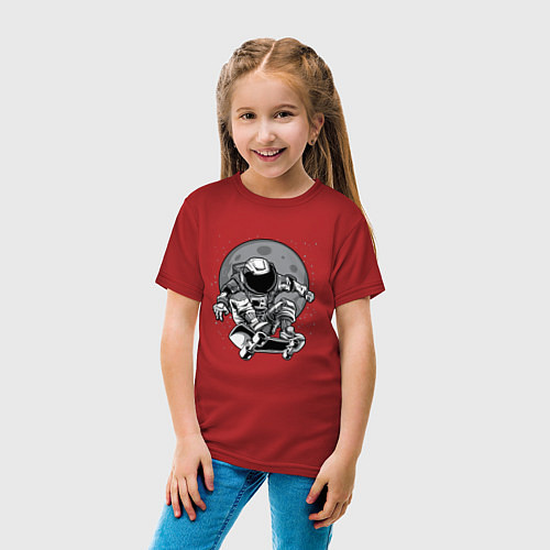 Детская футболка Космонавт на скейтборде / Красный – фото 4
