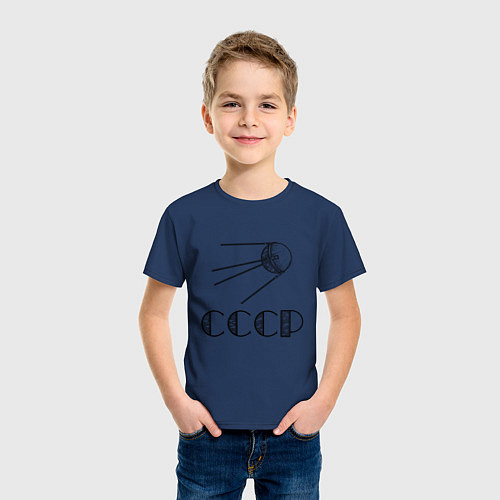 Детская футболка Спутник СССР / Тёмно-синий – фото 3