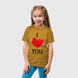 Футболка хлопковая детская I LOVE YOU HEART Z, цвет: горчичный — фото 2