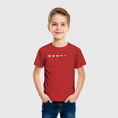 Детская футболка СЕРДЕЧКИ ПИКСЕЛИ Z / Красный – фото 3