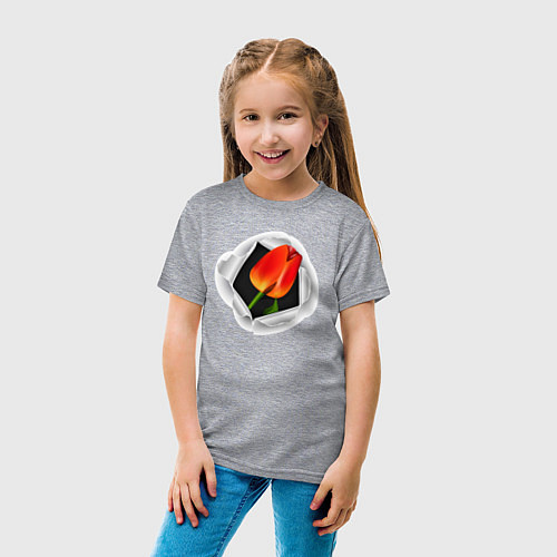 Детская футболка Тюльпан / Меланж – фото 4
