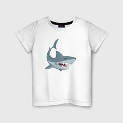 Футболка хлопковая детская Агрессивная акула, цвет: белый