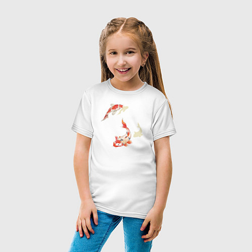 Детская футболка Карпы кои / Белый – фото 4