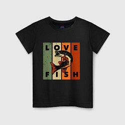 Футболка хлопковая детская Love fish Люблю рыбу, цвет: черный