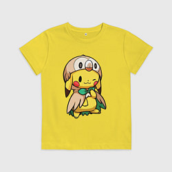 Футболка хлопковая детская Пикачу - совенок, цвет: желтый