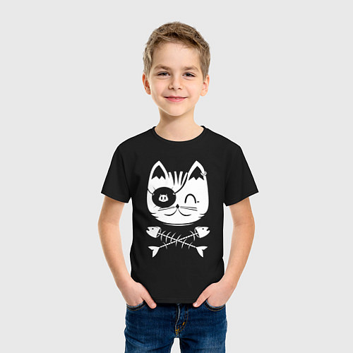 Детская футболка Кот пират / Черный – фото 3