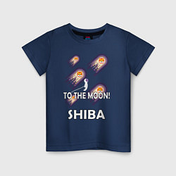 Футболка хлопковая детская TO THE MOON! SHIBA, цвет: тёмно-синий