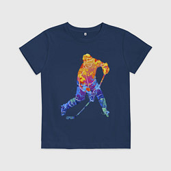 Футболка хлопковая детская Хоккеист, цвет: тёмно-синий
