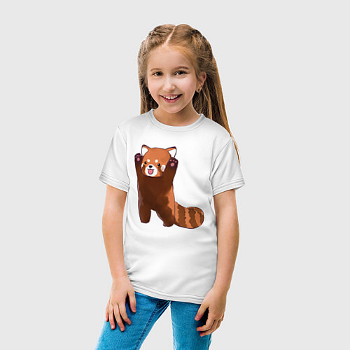 Детская футболка Нападение милой панды / Белый – фото 4