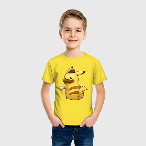 Детская футболка Пикачу детектив / Желтый – фото 3