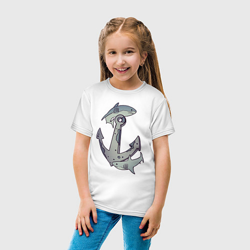 Детская футболка Sharks around the anchor / Белый – фото 4
