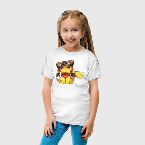 Детская футболка Пикачу летчик / Белый – фото 4