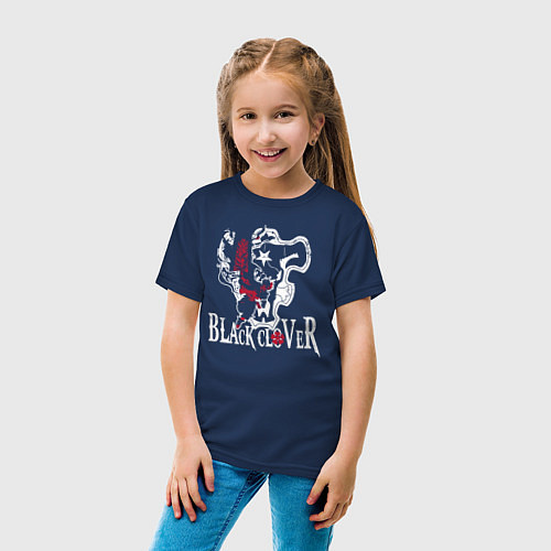 Детская футболка Черные быки белое лого / Тёмно-синий – фото 4
