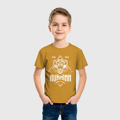Детская футболка Русский медведь / Горчичный – фото 3