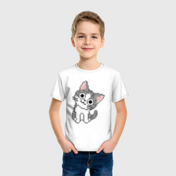 Футболка хлопковая детская Pixel Cat, цвет: белый — фото 2