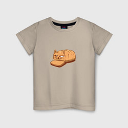 Футболка хлопковая детская Кот хлеб - Bread Cat, цвет: миндальный