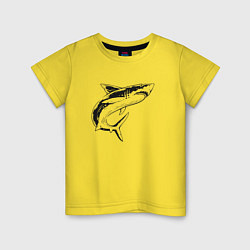 Футболка хлопковая детская Акула, цвет: желтый