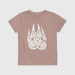 Футболка хлопковая детская Символ Велеса Медвежья лапа, цвет: пыльно-розовый