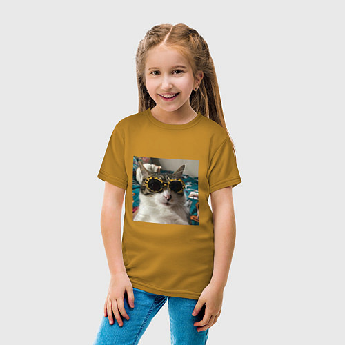 Детская футболка Мем про кота / Горчичный – фото 4