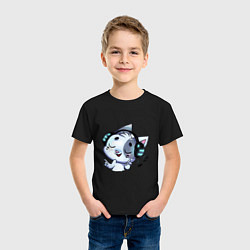Футболка хлопковая детская Котик в наушниках, цвет: черный — фото 2
