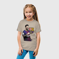 Футболка хлопковая детская Lionel Messi Barcelona Argentina, цвет: миндальный — фото 2