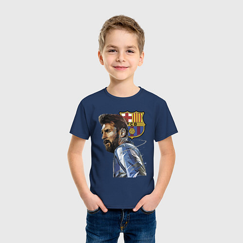 Детская футболка Lionel Messi Barcelona Argentina Striker / Тёмно-синий – фото 3