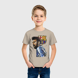 Футболка хлопковая детская Lionel Messi Barcelona Argentina Striker, цвет: миндальный — фото 2