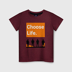 Футболка хлопковая детская Choose Life, цвет: меланж-бордовый