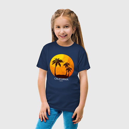 Детская футболка Лето, пальмы, Калифорния / Тёмно-синий – фото 4
