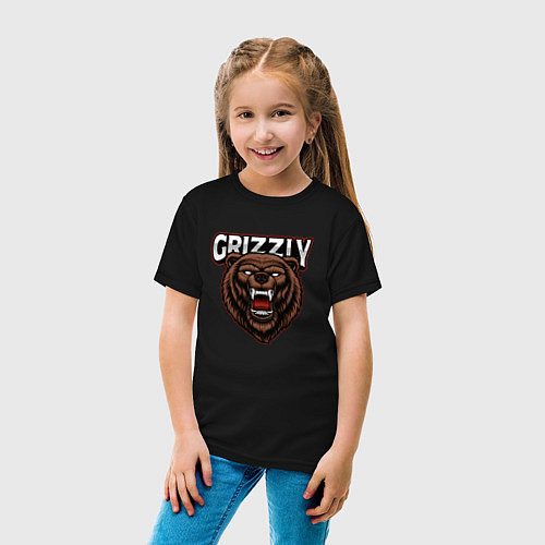 Детская футболка Медведь Grizzly / Черный – фото 4