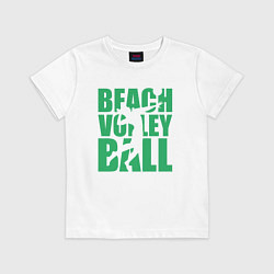 Футболка хлопковая детская Beach Volleyball, цвет: белый