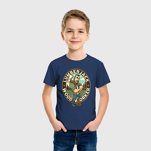 Детская футболка Брутальный лесоруб / Тёмно-синий – фото 3