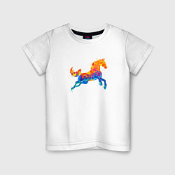 Футболка хлопковая детская Конь цветной, цвет: белый