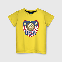 Футболка хлопковая детская США - Волейбол, цвет: желтый
