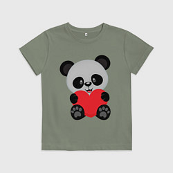 Футболка хлопковая детская Love Панда, цвет: авокадо