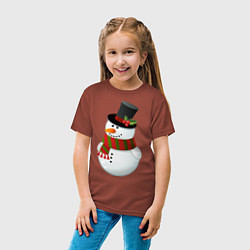 Футболка хлопковая детская Снеговик, цвет: кирпичный — фото 2