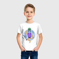 Футболка хлопковая детская Colorful Owl, цвет: белый — фото 2
