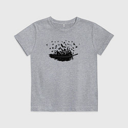 Футболка хлопковая детская Перо и птицы, цвет: меланж