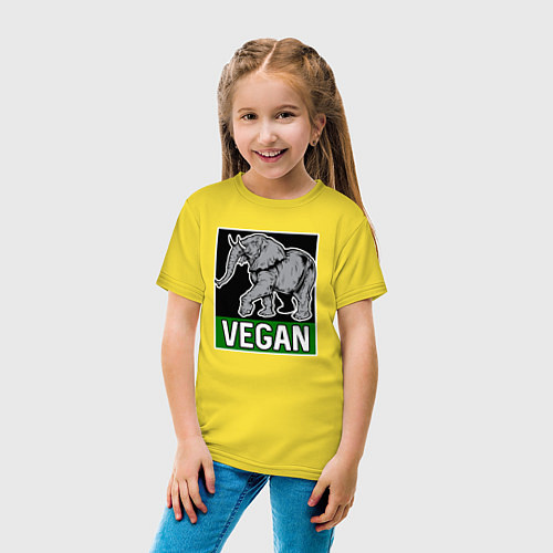 Детская футболка Vegan elephant / Желтый – фото 4