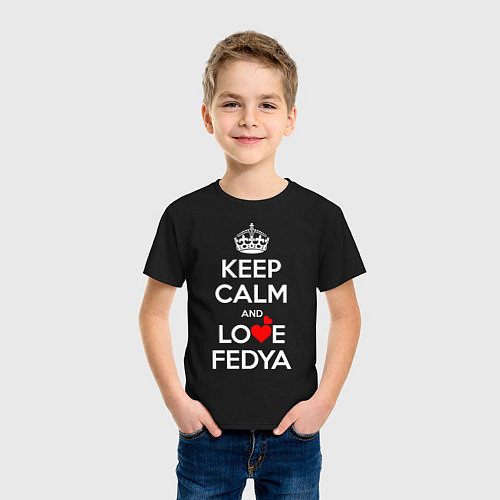 Детская футболка Будь спок и люби Федю / Черный – фото 3